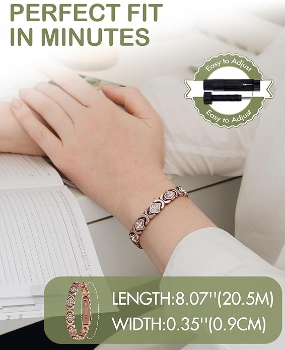 ODEIUN® Copper Bracelets for Women. Pure Copper Magnetic Bracelet with 3800 Gauss Effective Magnets