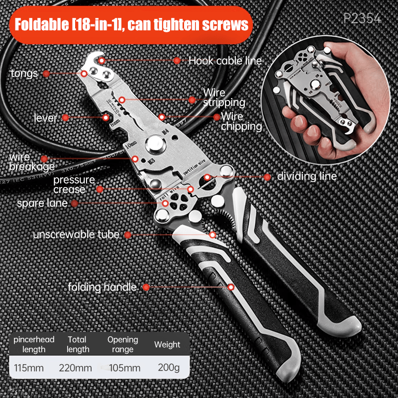 🔥Final 3 Hours: 80% OFF - 2025 New Upgrade💥Multifunctional Folding Wire Stripper-Professional Electrician Tool